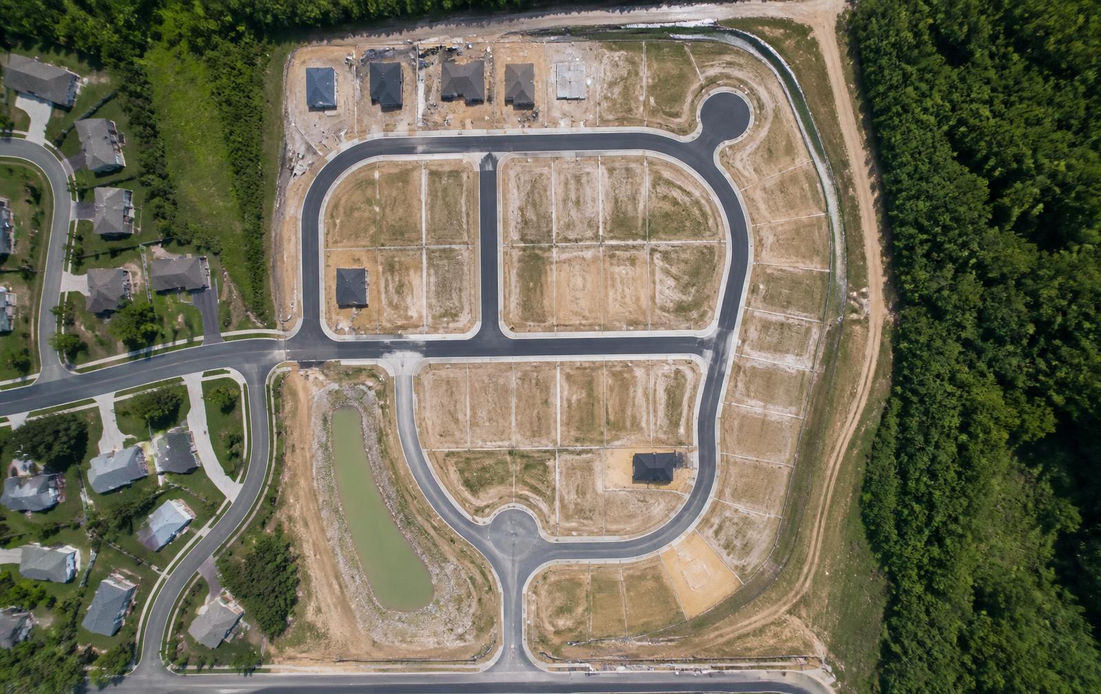 Top-down aerial orthomosaic map of a residential subdivision